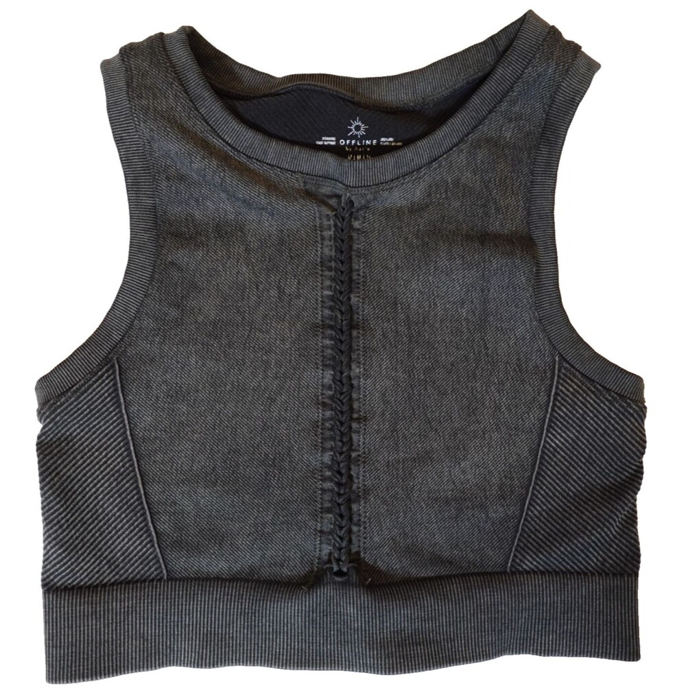 Offline By Aerie Recharge Sports Bra Medium Gray Minimal Support Comfy Gym Yoga